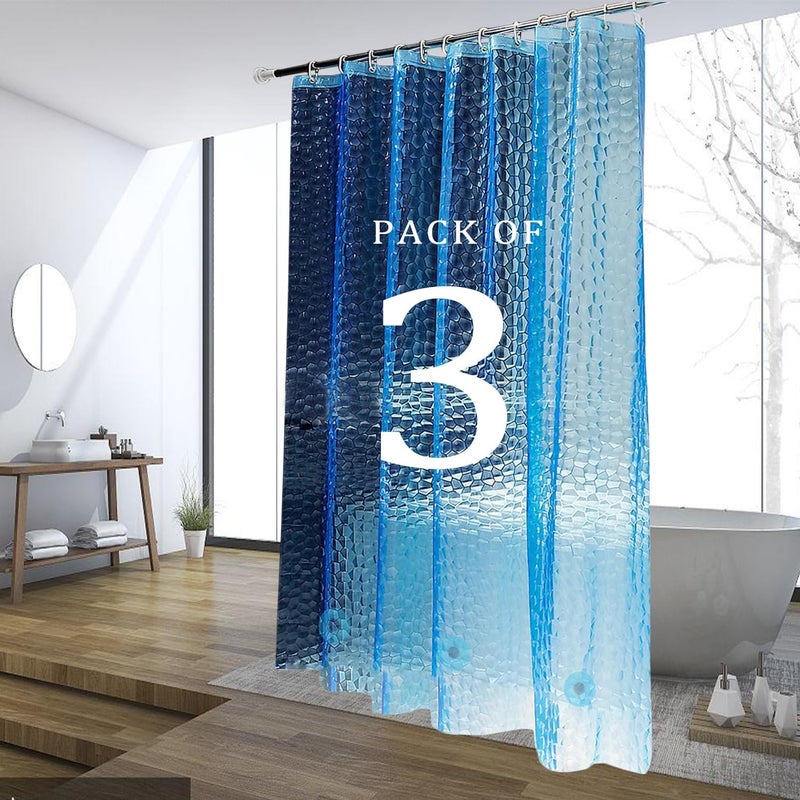 jssablo Shower Curtain Liner, 3 Pack 100% Waterproof Eva Shower Curtains with 3 Duty Heavy Bottom Magnets and 12 Rust Proof Grommets, 72x72 Weighted Shower Liner for Shower Stall, Bathtubs - Image 1